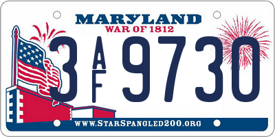 MD license plate 3AF9730