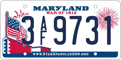 MD license plate 3AF9731