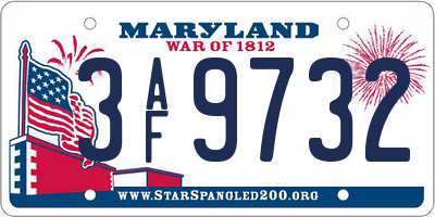 MD license plate 3AF9732