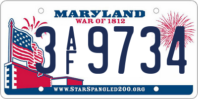 MD license plate 3AF9734