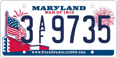MD license plate 3AF9735