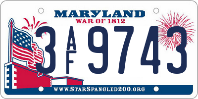 MD license plate 3AF9743
