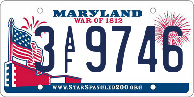 MD license plate 3AF9746
