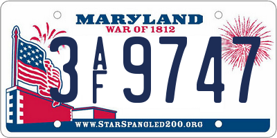MD license plate 3AF9747