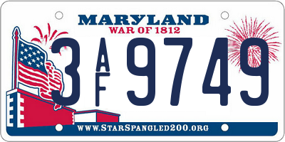 MD license plate 3AF9749