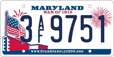 MD license plate 3AF9751