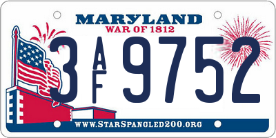 MD license plate 3AF9752