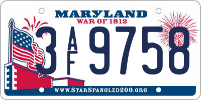MD license plate 3AF9758