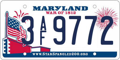 MD license plate 3AF9772