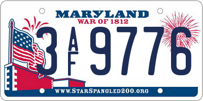MD license plate 3AF9776