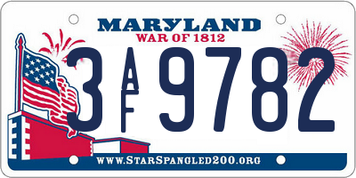 MD license plate 3AF9782