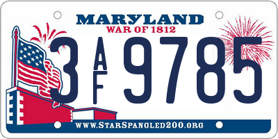 MD license plate 3AF9785