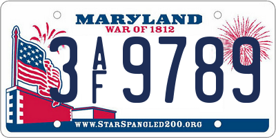 MD license plate 3AF9789