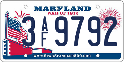 MD license plate 3AF9792