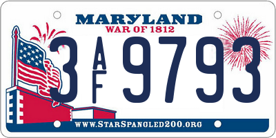 MD license plate 3AF9793