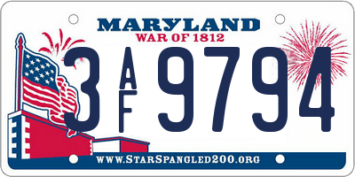 MD license plate 3AF9794