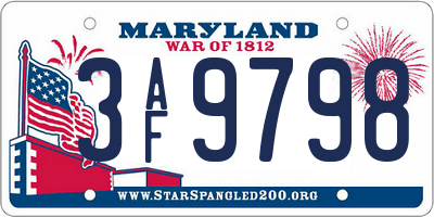 MD license plate 3AF9798