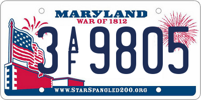 MD license plate 3AF9805