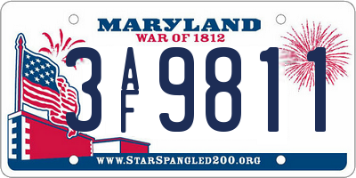 MD license plate 3AF9811
