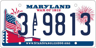 MD license plate 3AF9813