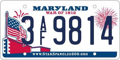 MD license plate 3AF9814