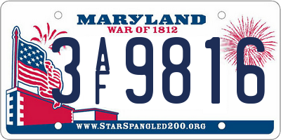 MD license plate 3AF9816