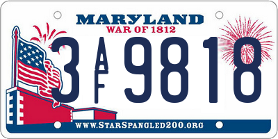 MD license plate 3AF9818