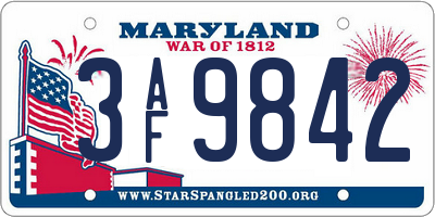 MD license plate 3AF9842