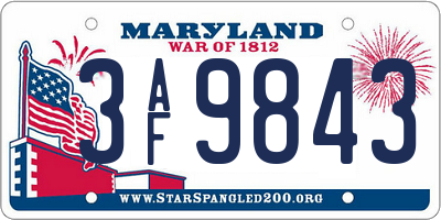MD license plate 3AF9843