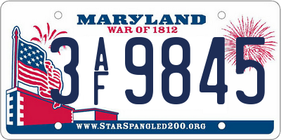 MD license plate 3AF9845