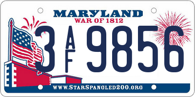 MD license plate 3AF9856