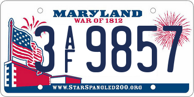 MD license plate 3AF9857