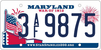 MD license plate 3AF9875