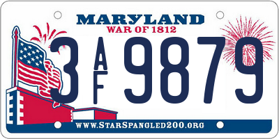 MD license plate 3AF9879