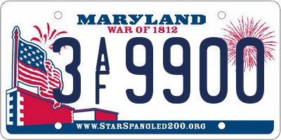 MD license plate 3AF9900
