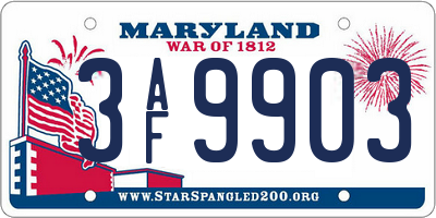 MD license plate 3AF9903