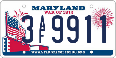 MD license plate 3AF9911