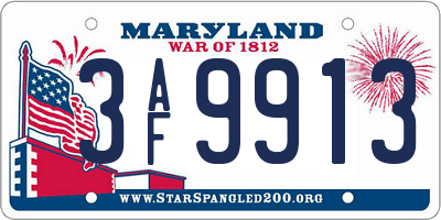 MD license plate 3AF9913