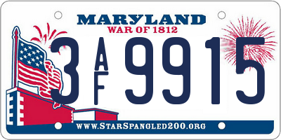 MD license plate 3AF9915
