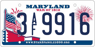 MD license plate 3AF9916