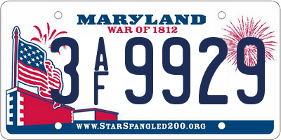 MD license plate 3AF9929