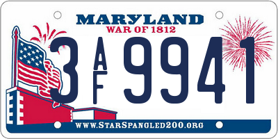 MD license plate 3AF9941