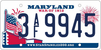 MD license plate 3AF9945