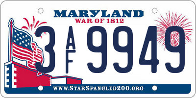 MD license plate 3AF9949