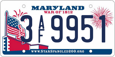 MD license plate 3AF9951
