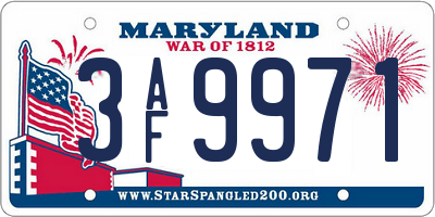 MD license plate 3AF9971