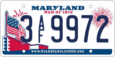 MD license plate 3AF9972