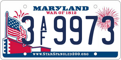 MD license plate 3AF9973