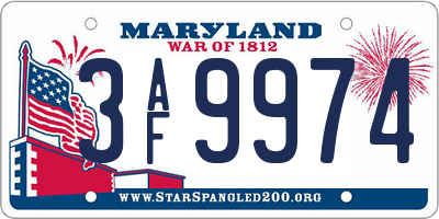 MD license plate 3AF9974