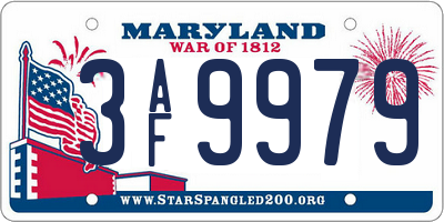 MD license plate 3AF9979